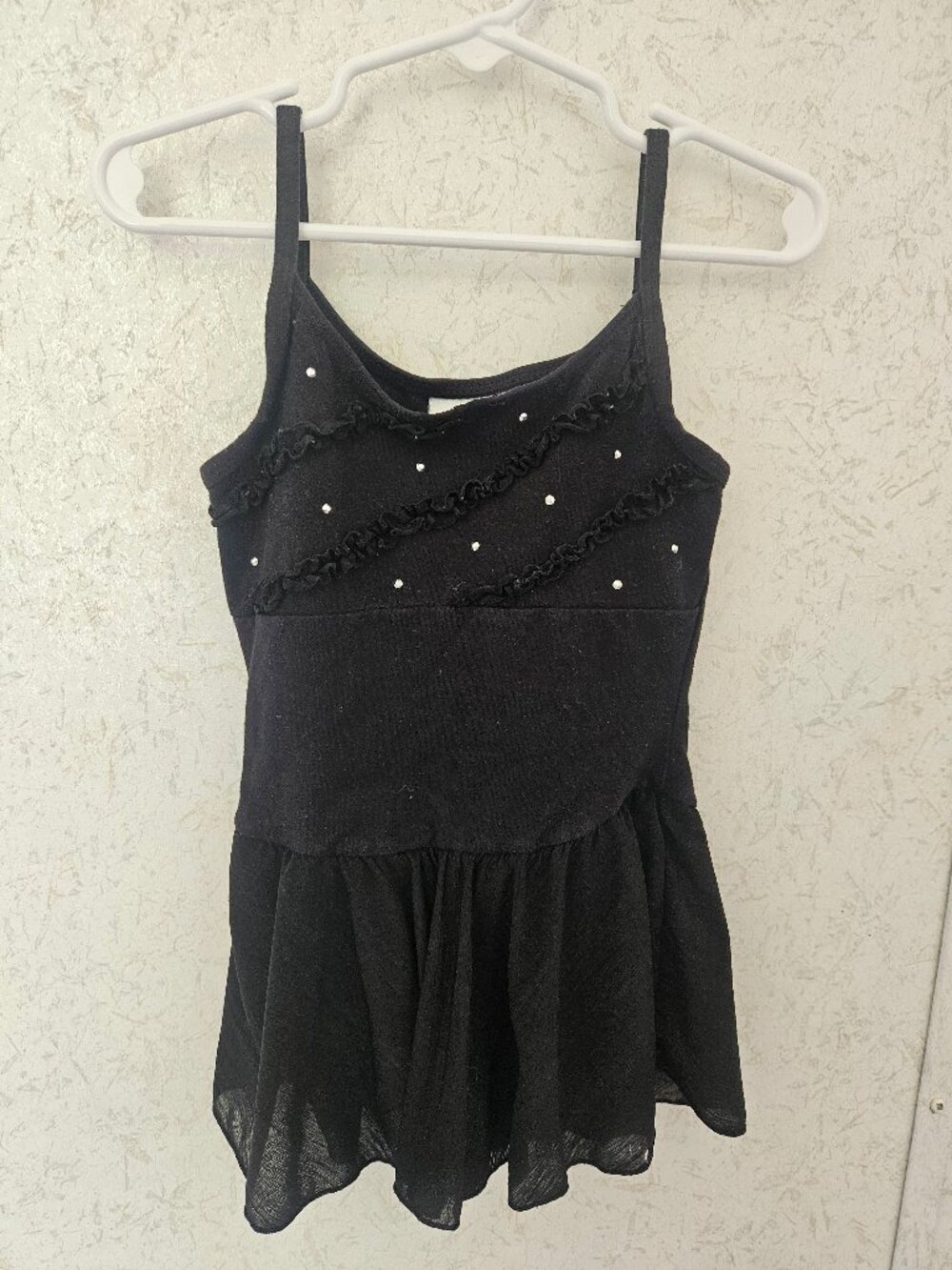 Freestyle by Danskin Girls 6/6X Black Rhinestone Dance Dress Leotard
